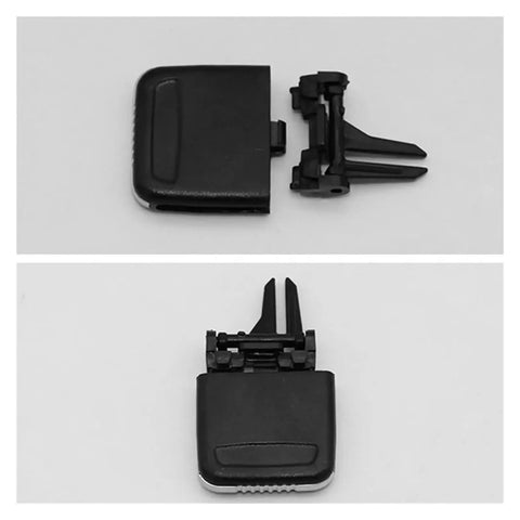 Car Air Vent Outlet Tab Clip Auto Repair Kit, Durable ABS And PC Replacement For Front Vent, Black Color, Lightweight Seven Grams, Plug And Play Fit For Dashboard Air Conditioning Vents, front and side views