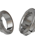 MV-Flex Magnetic Dryer Vent Coupling Anodized Silver For Flexible Installations, No-Fuss Path Around Tight Spaces, Fewer Elbows, Shorter Transitions, Boosted Airflow, Less Crushed Or Kinked Ducts, Quick Secure Drying Setup, silver metal coupling shown in two-piece view