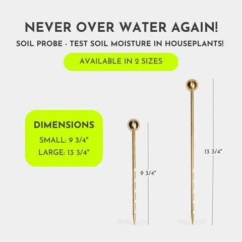 Unlimited Brass Soil Probe With Moisture Meter And Sampler No Batteries Required Root Aerator And Plant Water Monitor For Pots And Indoor Gardens For Potted Plants And Home Gardeners, 9 3/4 and 13 3/4 in sizes