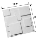 Dope 3D Wall Panels Set White Matte Finish for Modern Home Decor, 19.7 inch square with 1 inch embossed geometric design