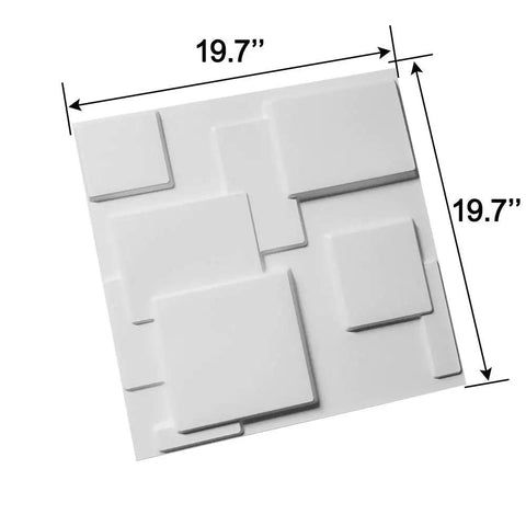 Dope 3D Wall Panels Set White Matte Finish for Modern Home Decor, 19.7 inch square with 1 inch embossed geometric design