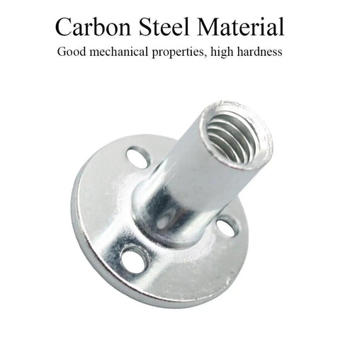 Five Piece M12 T Nut Set With Circular Base Flange Carbon Steel For Screw In Fixing Nut For Furniture Assembly And Wood Joinery