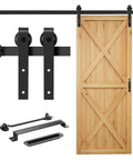 Heavy Duty 6 Foot Sliding Barn Door Hardware Kit With A Rock Solid Smooth Quiet Glide And Easy Install Includes Door Hook And Two Handles For Doors One And Three Eighths To One And Three Quarters Inch Thick Black Finish J Shape Hangers