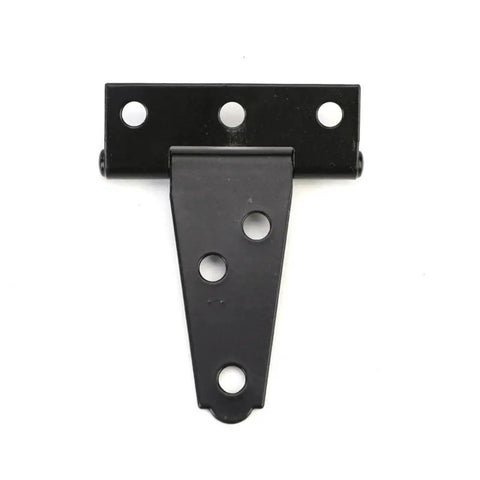 2 Inch Black T Hinge for doors gates cabinets and sheds, durable steel, weatherproof, top view angle