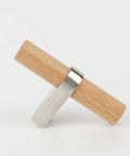 10 Pack Wooden Drawer Pulls And Knobs Natural Wood And Metal T Bar Cabinet Handles side view