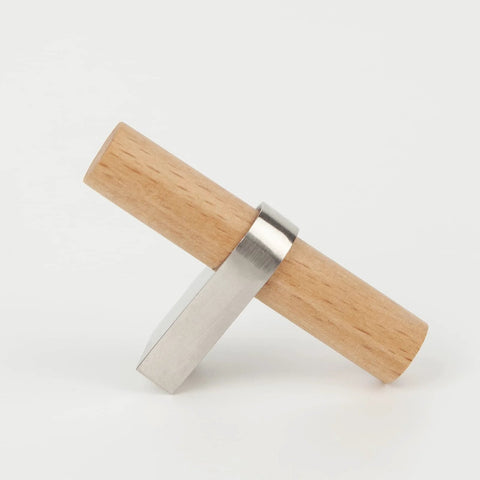 10 Pack Wooden Drawer Pulls And Knobs Natural Wood And Metal T Bar Cabinet Handles side view