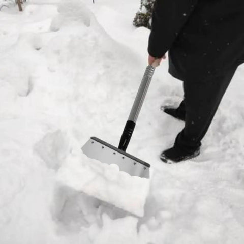 Person using Do It All Garden Shovel With Adjustable Handle Three Stage Length 57 Inches Long Heavy Duty Stainless Steel Spade for snow removal.