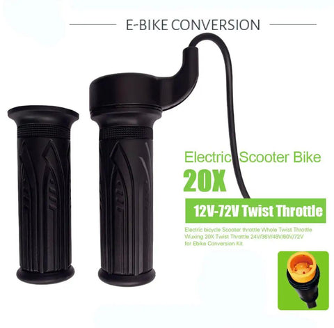 Twist Throttle Grip 22.2mm Waterproof Handlebar Speed Controller For Electric Bikes, Scooters, And Motorcycles, 12V To 72V Compatible, Durable Weatherproof Connector, Easy Install, Wide Voltage Range