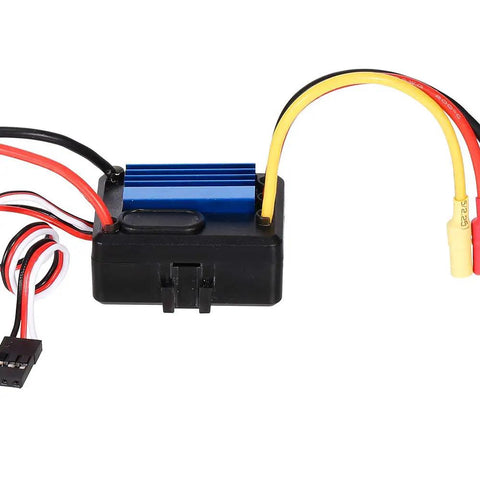 3600KV 4Pole Sensorless Brushless RC Car Motor With 35A ESC, black casing with blue heatsink, and multiple colored wires