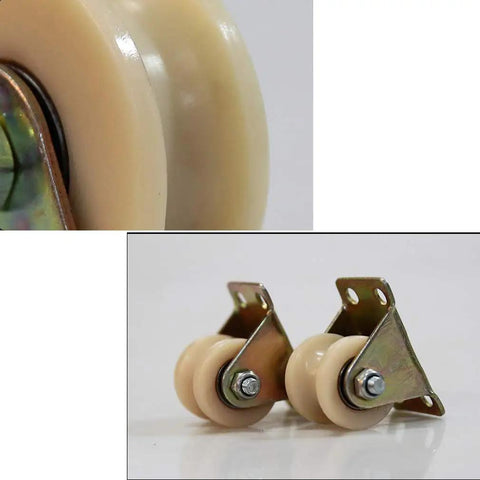 Heavy Duty 2 Inch Nylon V Groove Caster Wheel With Carbon Steel Ball Bearing For Rolling Gates and industrial track setup, close-up view.