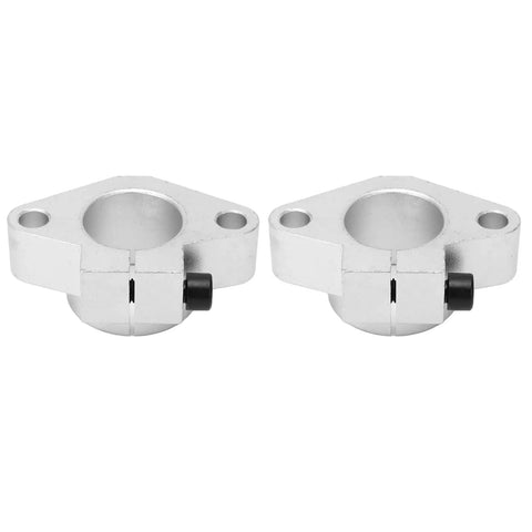 Pair Of SHF40 Aluminum Shaft Support Brackets For 40mm Linear Rails Plug And Play Design Built Tough For 3D Printers And Robots Rock Solid Bearing Keeps Rig Running Sweet, showing two aluminum mounts for linear rails.