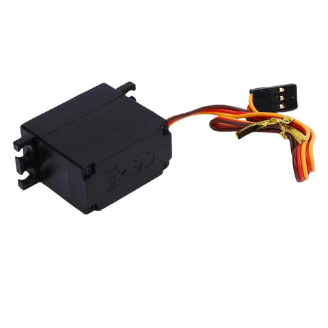Heavy Duty 22G Digital RC Servo With Solid Metal Gears for 14209 and 14210 scale platforms, featuring black casing and wires.
