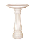 Round Outdoor Bird Bath With Fillable Base For Stability White 17 Inch Diameter And 25 Inch Height Durable Weather Resistant Resin