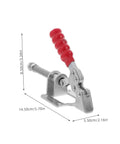 Side view of a single Four Piece Push Pull Toggle Clamps Set For Woodworking And Metal Workholding with measurements