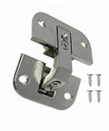 Adjustable Concealed Pie Cut Corner Cabinet Door Hinge Full Inset Nickel Plated Finish with screws, showcasing sturdy construction and smooth glide.