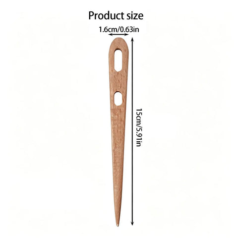 Tapestry Threading Tool Set With Four Wooden Tools Double Opening Design For Thick Yarn Rug Weaving Supplies With Smooth Tapered Points Durable Craft Kit For Quick Weaving And Shared Projects, 15cm wooden tool with double eyes