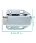 Ultra Smooth Push To Open Cabinet Door Catch Lock Spring Loaded Zinc Alloy Hardware Fits Kitchen Cupboard Drawer Latch Silver 2.55 Inch side view showing dimensions.