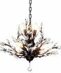 Black Vintage Crystal Branch Chandeliers Pendant Light Flush Mount Ceiling Fixture With Seven Crystal Lights Rustic Modern Style