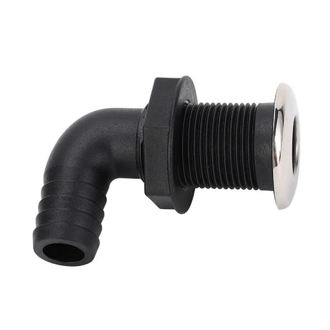 Black Nylon Through Hull Connector Marine Grade Fittings For Boats And RVs Versatile Drain Plug Hose 20mm 90 Degree Angled Fitting