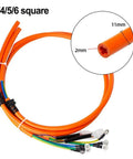 Badass Pure Copper Ebike Motor Cable 5 Wire Hall Sensor Extension with orange insulation and connector details.
