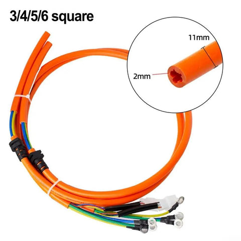 Badass Pure Copper Ebike Motor Cable 5 Wire Hall Sensor Extension with orange insulation and connector details.