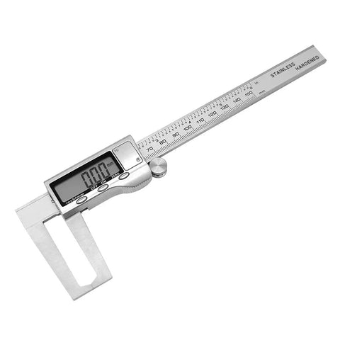 Digital Disc Brake Rotor Caliper with Large LCD Screen measuring 150mm in stainless steel with clear LCD display.
