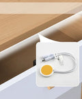 Touch Sensor Dimmer Switch For Led Strip Lights With Hidden Surface Control shown near wooden cabinet, includes connector cables