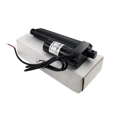 Heavy Duty Linear Actuator Motor DC 12V 24V Smooth Stroke on white background, showing 150mm stroke and wiring.