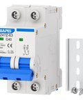 Miniature Circuit Breaker for Solar Power Setup 1000V 2 Pole 40 Amp Isolator With Thermal Magnetic Trip DIN Rail Mount DC Disconnect Switch C40 For Fast Overload Protection And Instant Short Circuit Cutoff, 2-pole DIN rail