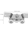 Stainless Steel Sliding Door Track Wheels With Nylon Rollers Silent Pulley System measuring 10.4cm by 4.5cm.