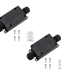 IP65 Waterproof Outdoor Junction Box 2 Pack Exterior 2 Way Electrical Enclosure for Underground Cables and Power Wires