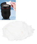 100 Pcs Top Shelf Lint Free Microfiber Cleanroom Wipers Bulk Pack Dust Free Polyester Cleaning Cloths For Electronics Lenses Lab Gear Workshop Tools Straight Up Spotless Finish being used to clean a camera lens.