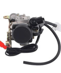 GY6 50Cc Carburetor Big Bore 18Mm for 139QMB 139QMA engines, side view with 2-pin choke and 35mm filter mount for Taotao scooters.