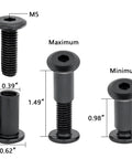 Twenty Five Piece M8x20mm Black Furniture Bolts Cabinet Connector Screws Barrel Nuts Carbon Steel Hardware Kit dimensions and sizes