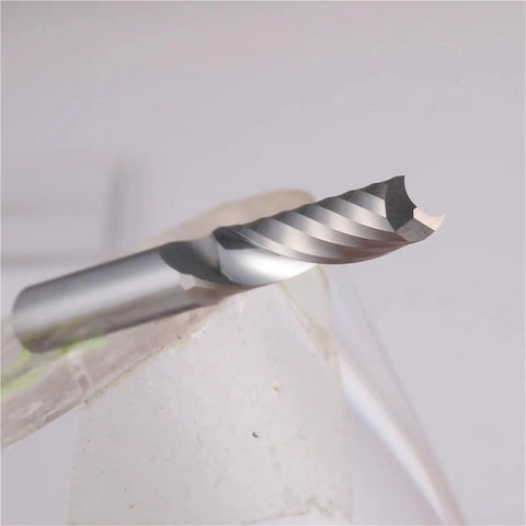 Pro 10 Piece Single Flute Up Cut Spiral End Mill Router Bit Set For Wood And Acrylic 3 175mm to 12mm detailed view of spiral end mill cutter.