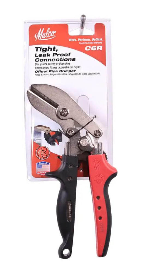 Offset Five Blade Duct Crimper For Tight Quarters And Overhead Runs One And Five Eighths Inch Double Crimp HVAC Duct Tool