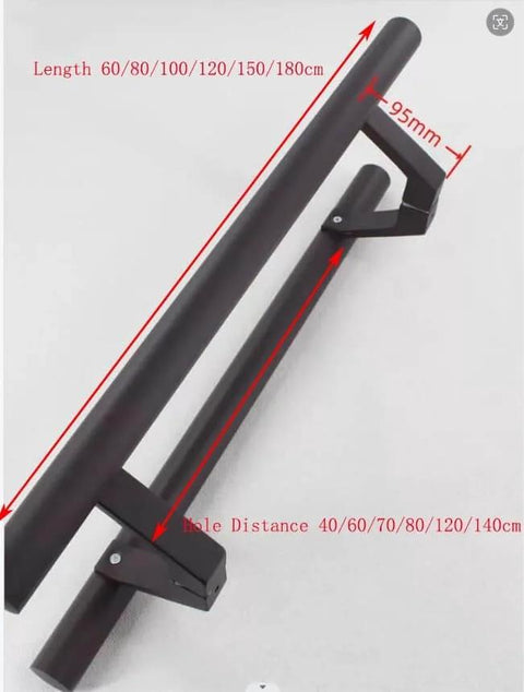 Offset Door Pull Handle For Sliding Doors And Front Entry, Long Matte Black Door Grab Bar, Modern Heavy Duty Gate Hardware
