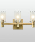 Three Light Vanity Wall Sconce With Explosion-Proof Frosted Glass Shade, Dope Gold Plated Modern Bath Fixture For Bathroom Mirrors