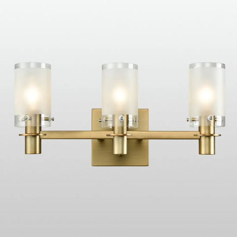 Three Light Vanity Wall Sconce With Explosion-Proof Frosted Glass Shade, Dope Gold Plated Modern Bath Fixture For Bathroom Mirrors