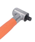 Pneumatic Pencil Die Grinder With 90 Degree Right Angle Head Delivering Butter Smooth Rotation And Nails Every Detail Accuracy For Grinding Polishing Dual Bearing Heavy Duty Air Tool For Tight Squeezes close-up view showing orange grip and metal head.