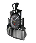 12 Inch Old School Vintage Steam Locomotive Wall Clock Black Silent Quartz Non Ticking Battery Operated Train Track Railroad Model Design