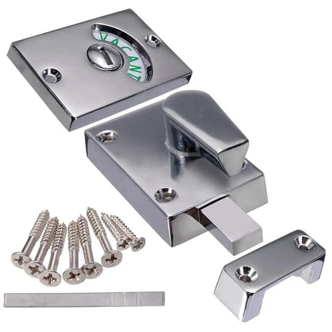 Two Pack Restroom Door Lock Latch With Occupied Vacant Indicator In Stainless Steel Satin Nickel Finish privacy handle screws