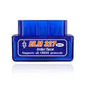 OBD II Bluetooth Car Diagnostic Scanner with ELM327 Code Reader for Android and iOS, close-up of device plug