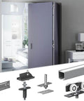 Two Panel White Bifold Door Hardware Kit With 59 Inch Ceiling Track Cut To Fit Design Supports Up To 90 Lbs Per Panel