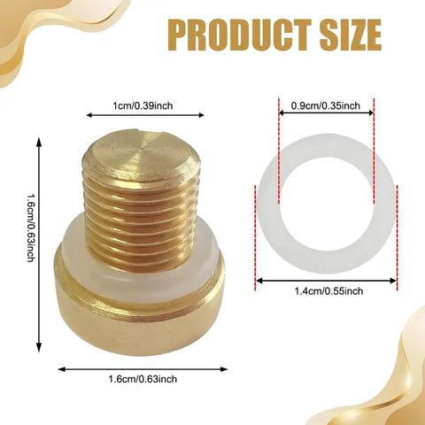 Straight Up Heavy Duty Brass Radiator Coolant Expansion Tank Bleeder Screw And Drain Plug Replacement For Bmw X3 X5 With Premium Sealing O Ring, showing sizes and details.