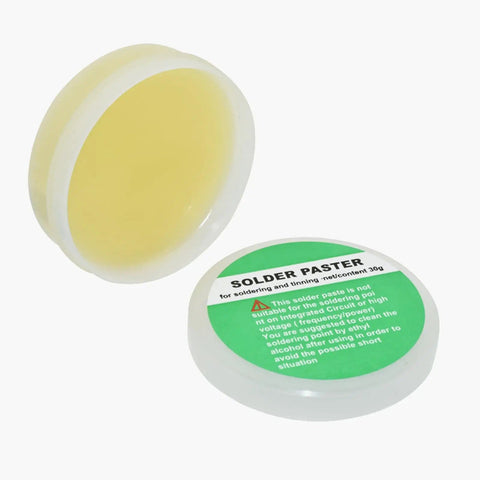 Pro Grade Soldering Paste And Cream For Electronics Repairs PCB And LED Soldering with open lid view, 30g.