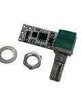 Top Notch LED Constant Voltage Dimmer Board For Desk Lamps With 0 To 100 Percent Stepless Smooth Fade Control And No Flicker For Live Streaming Gear Or Any DC 3.7V To 24V Setup Powering Lithium Batteries Easily With Blue Light Indicator showing components including a dimmer board, knob, and metal hardware.