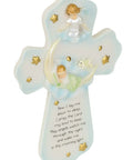 Guardian Angel Sweet Dreams Baby Cross Keepsake For Nursery And Bedtime Prayer, Resin Angel Watching Over Sleep, 7 Inch Height
