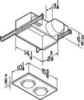 Diagram of Infrared Bulb Heater And Ceiling Fan Combo For Bathroom with dimensions and installation guide