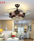 Invisible Retractable Ceiling Fan With Adjustable Dual Tone LED Lighting Plus Hassle Free Remote Control For Ultra Quiet Living Room Kitchen Vibe Upgrade in stylish room setting.